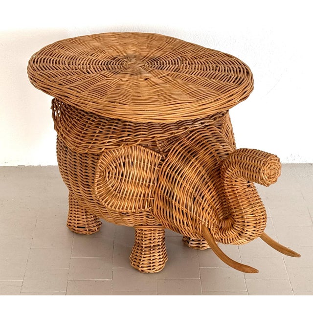Italian Elephant Side Table in Wicker by Vivai Del Sud, 1970s For Sale - Image 9 of 14