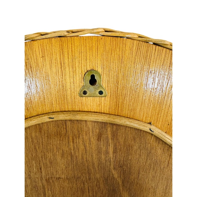 Vintage Oval Rattan Wall Mirror | 1980s Boho Coastal Wicker Frame | Large 29.75" High Accent Decor For Sale - Image 11 of 13