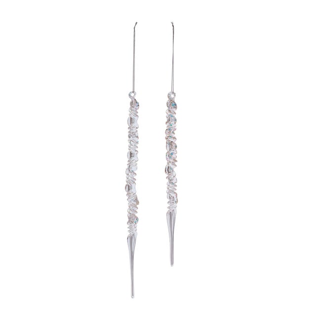 Kenneth Ludwig Chicago Glass Icicle Ornament Set of 6  9.75" & 11.5" For Sale - Image 4 of 7