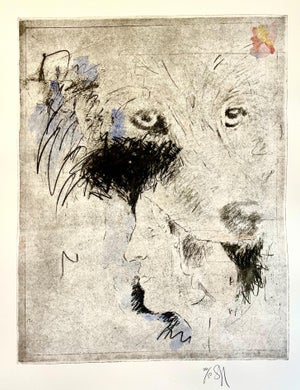 Donald Saff, Large Donald Saff Surrealist Pop Art Aquatint Etching Wolf, Man, c.1980