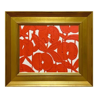 Ron Giusti Mini Orchid Cream Orange Acrylic Painting For Sale