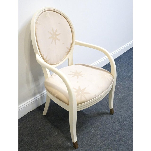 Century Furniture Century Furniture Villa Domain Collection Neoclassical Art Deco Maple Round Lattice Back Dining Arm Chair For Sale - Image 4 of 11