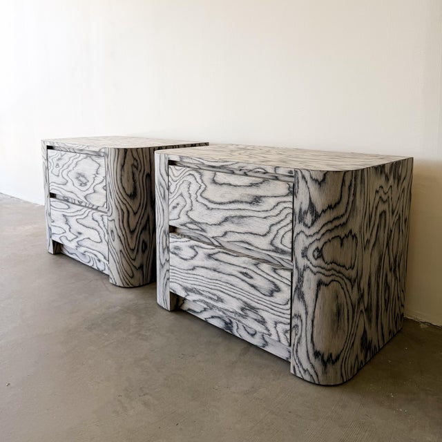 Charcoal Pair of Postmodern 1980s Grey Nightstands For Sale - Image 8 of 13