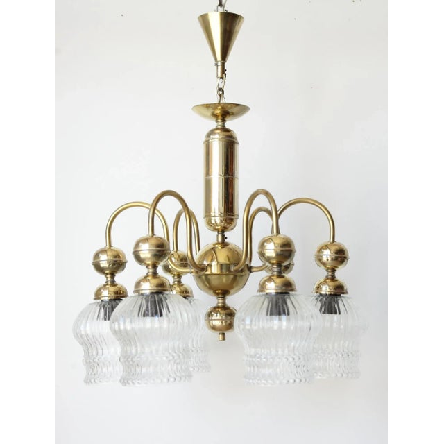 Brass Chandelier from Kamenicky Senov, Czechoslovakia, 1970s For Sale - Image 14 of 14