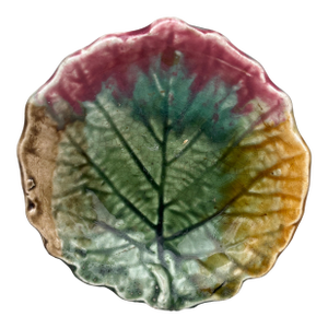 English Majolica Leaf Butter Pat Circa 1890
