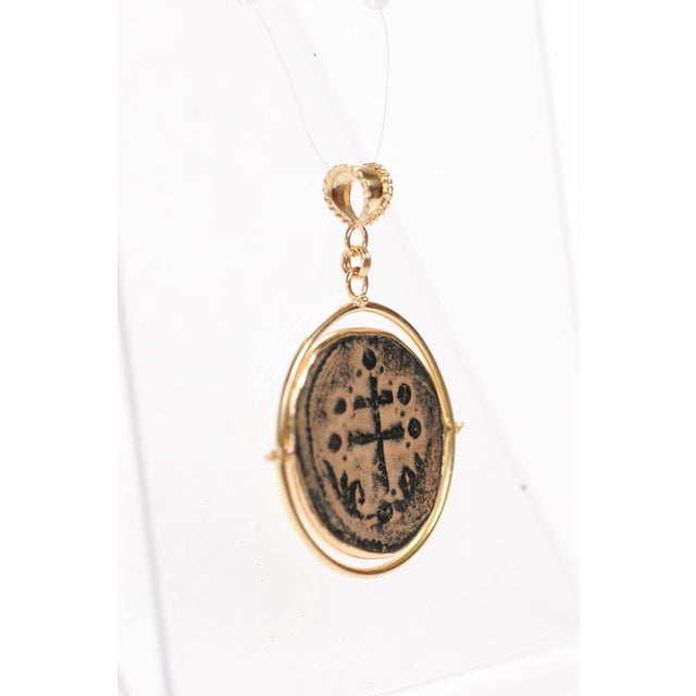 Byzantine [Coin] Pendant W/ 18k Gold Trim For Sale - Image 4 of 12