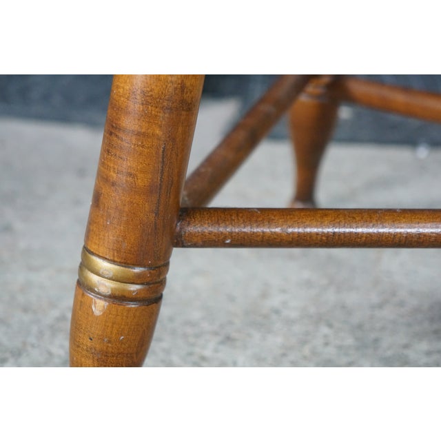 Vintage L Hitchcock Maple Cricket Piano Foot Stool Stenciled Fruit Tripod Base For Sale - Image 12 of 18