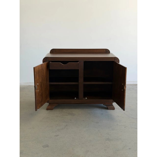 Brown 1940s Art Deco Waterfall Cabinet For Sale - Image 8 of 18