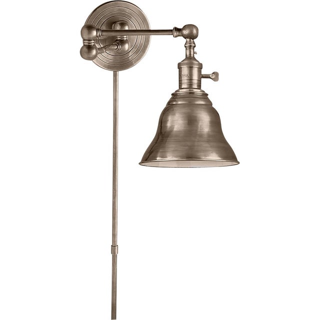 Transitional Chapman & Myers for Visual Comfort Signature Boston Swing Arm in Antique Nickel with SLE Shade For Sale - Image 3 of 4