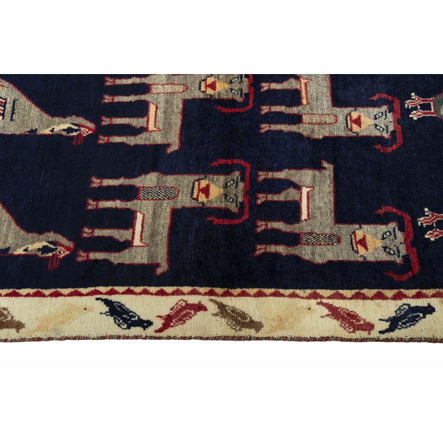 Textile Hand-Knotted Gabbeh Nomadic Rug For Sale - Image 7 of 11