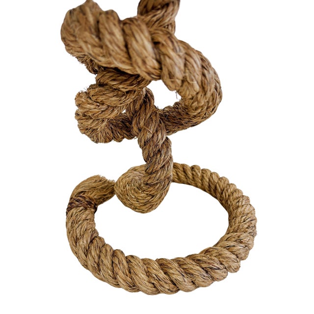 Rope knot and jute table lamp with burlap lampshade.