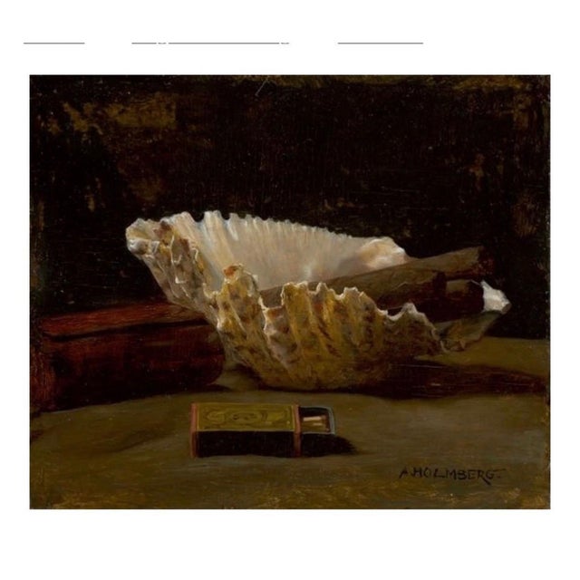 Green Mid 19th Century Still Life Oil Painting of Shells by August Holmberg For Sale - Image 8 of 8