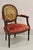 Antique French Louis XVI Style Carved Walnut Needlepoint Red Fauteuil Arm Chair. Circa Late 19th Century. Measurements:...