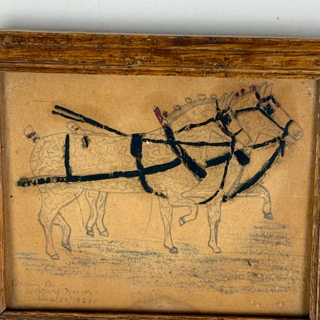 One of our most exciting finds so far this year; A minimalist yet rich original hand drawing of two carriage horses. It's...
