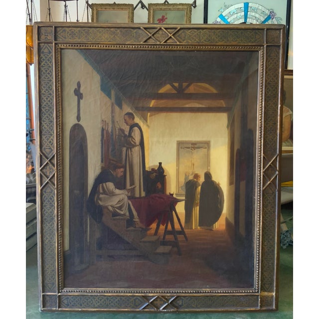 19th C. Oil on Canvas Painting by Otto Knille - Titled: "Friar Angelico of Fiesole Paints in the Monastery of San Marco in Florence" For Sale - Image 13 of 13