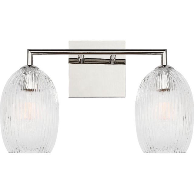 Visual Comfort Hable by Visual Comfort Studio Serafina 2-Light Vanity Sconce in Polished Nickel Silver Finish For Sale - Image 4 of 5