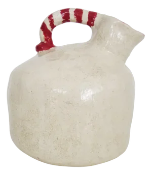 White and Red Stoneware Pitcher, 1970s
