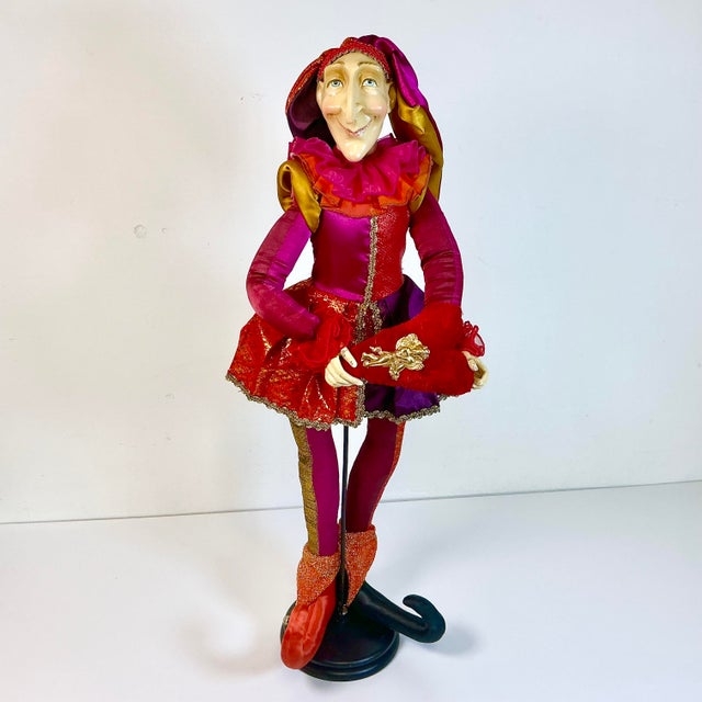 1940s 1940s Vintage Art Nouveau Italian Boho Chic 28” Valentine Jester Sculpture Centerpiece For Sale - Image 5 of 17