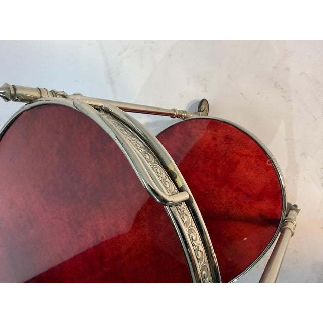 Red Goatskin Serving Bar Cart from Aldo Tura, 1960s For Sale - Image 6 of 13