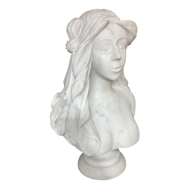 Art Deco Bust of a Woman, 1920s, Marble For Sale