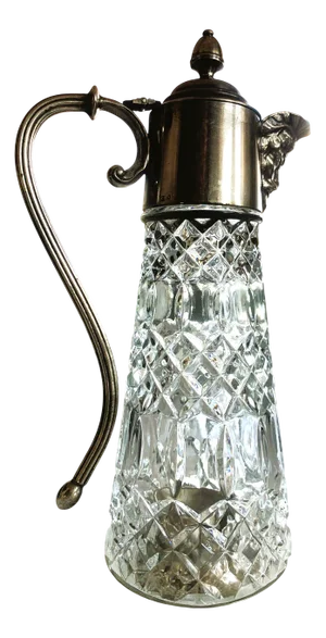 Antique English Silver-Plated Crystal Decanter attributed to Mappin & Webb, 1890s-1920s