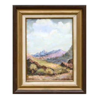 Desert Mountain Landscape in Oil on Canvas by Cecil C. Hunter For Sale