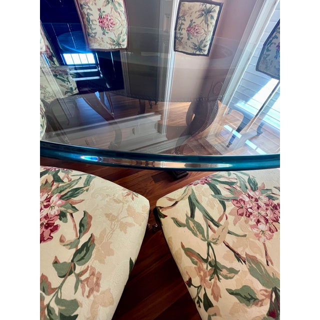 Round Glass Top Dining Table & 8 Chairs, Set of 9 For Sale - Image 4 of 11