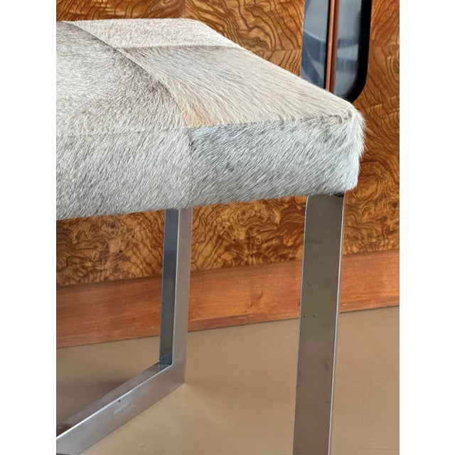 A Modernist Cowhide And Chrome Ottoman, 20Th Century. For Sale - Image 11 of 12