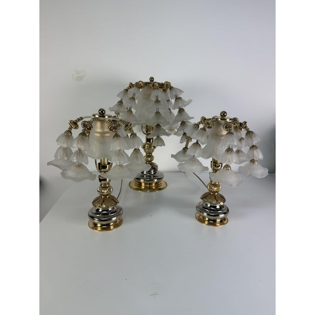 Metal Hollywood Regency Bedroom Table Lamps in the style of Banci, 1980s, Set of 3 For Sale - Image 7 of 18