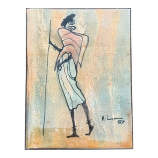 Vintage Signed H. Lemma 1987 Abstract Figurative Painting For Sale