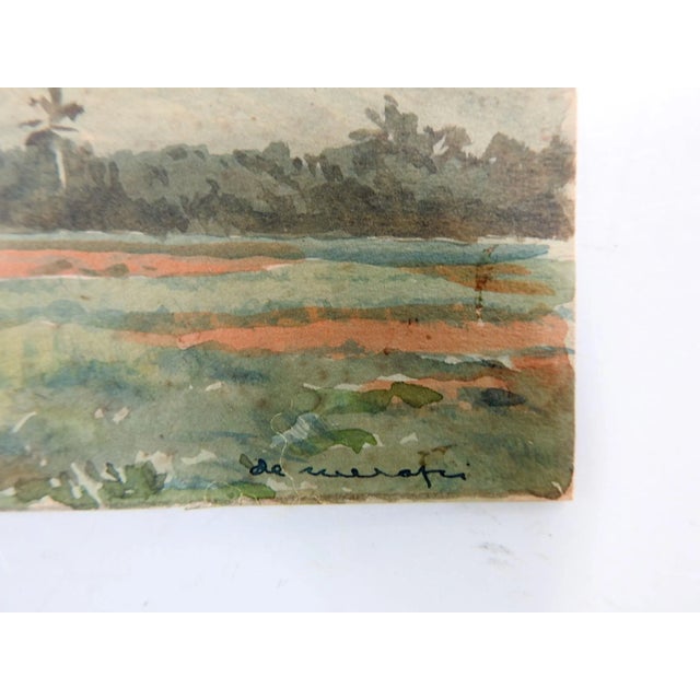Rustic European Vintage Indonesian Watercolor Landscape Paintings - a Pair For Sale - Image 3 of 10