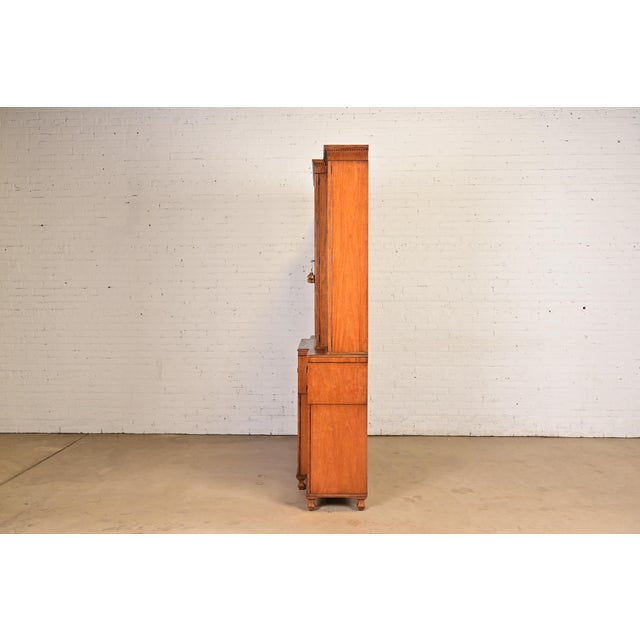 Baker Furniture Georgian Inlaid Mahogany Breakfront Bookcase Cabinet With Drop Front Secretary Desk, Circa 1960s For Sale - Image 12 of 14