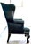Handsome generously proportioned mahogany wingback chair upholstered in beautiful, supple sapphire blue leather. Finished...