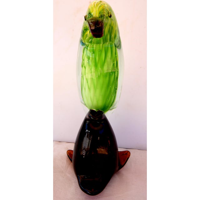 1970s Vintage Dynasty Gallery Murano-Style Cased Glass Parrot For Sale - Image 11 of 15