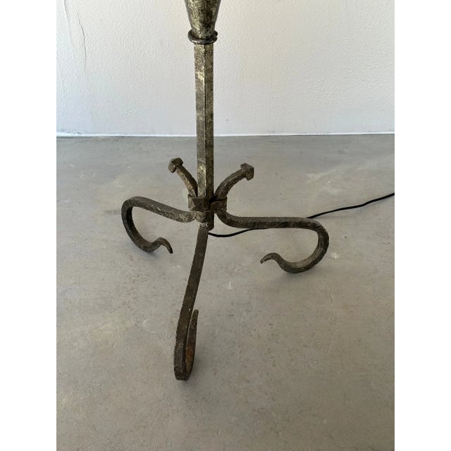 Spanish Silvered Iron Floor Lamp With Twisted Stem and Tripod Base, 1950s For Sale - Image 12 of 12