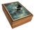 Solid Wood Jewelry Box With Bald Eagle Tile Top, Signed by Artist Ted Blaylock, 1986, Red Felt Interior For Sale