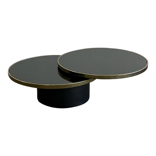 1990s Revolving Glass Coffee Table For Sale