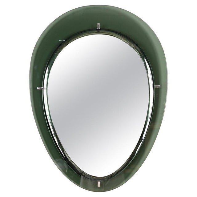 Large Olive Green Teardrop Beveled Mirror by Cristal Arte, Italy, 1960s For Sale - Image 15 of 15