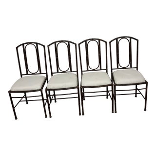 Set of Four Vintage Metal Faux-Bamboo Dining Chairs in Style of Salterini or Kessler For Sale