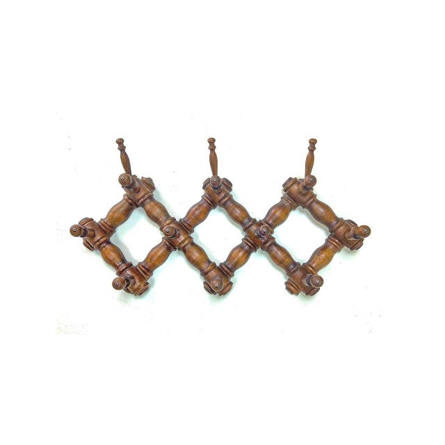 Brown French Wall-Mounted Faux Bamboo Coat Rack, 1940s For Sale - Image 8 of 8