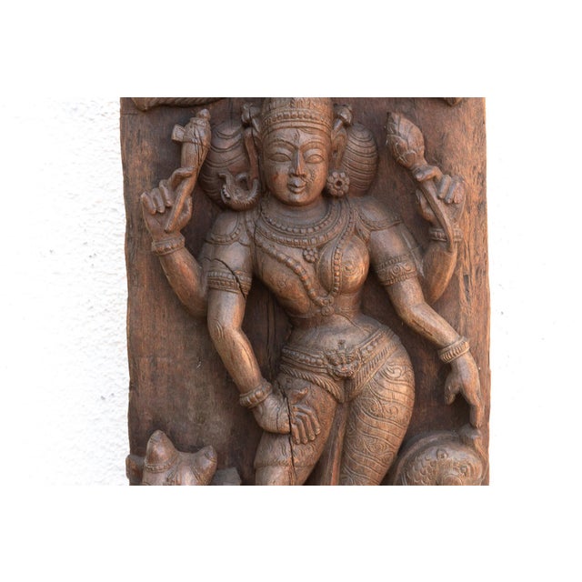 19th Century Vishnus Grace Antique Indian Finely Carved Panel For Sale - Image 5 of 12