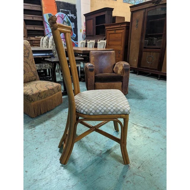 Dining Table & Chairs in Rattan and Oak Veneer, 1980s, Set of 5 For Sale - Image 9 of 11