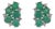 Vintage Inspired Emerald & Diamond Cluster Stud Earrings in 925 Silver, a Pair For Sale