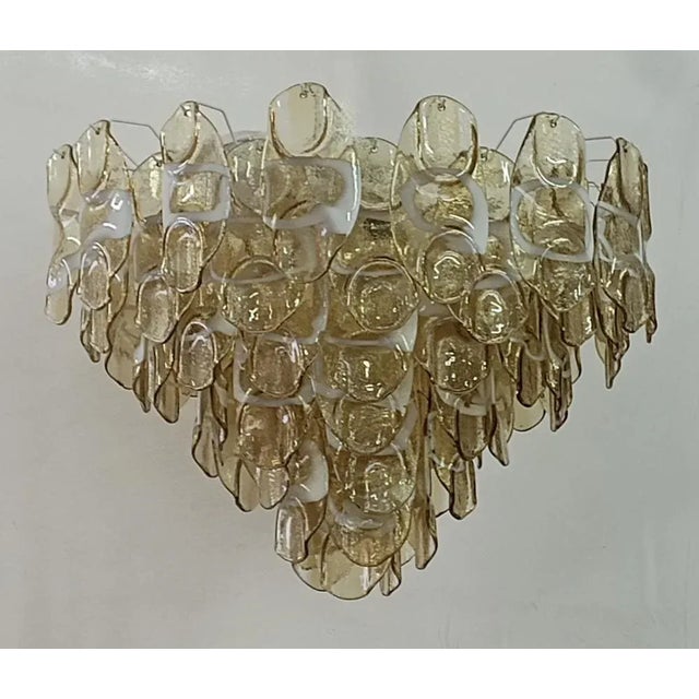Mid-Century Amber and White Murano Glass Chandelier, 2000s For Sale - Image 10 of 10