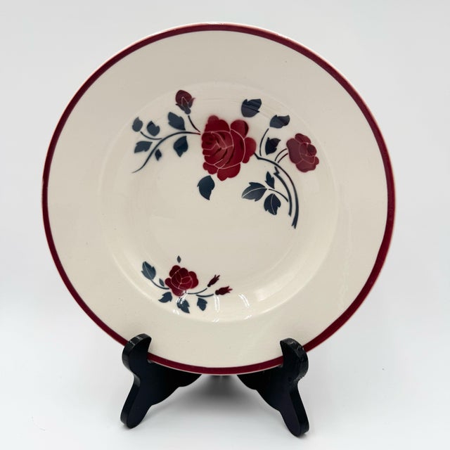 Soup Plates with Les Roses Pattern from Badonviller, 1950s, Set of 9 For Sale - Image 3 of 9