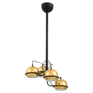 Ceiling Lamp in Black Lacquered Metal and Brass, 1960s