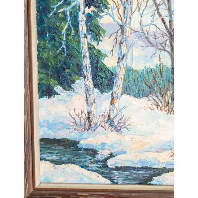 Early 20th Century American Impressionist Modernist Winter Landscape by Walt Trag For Sale - Image 11 of 15