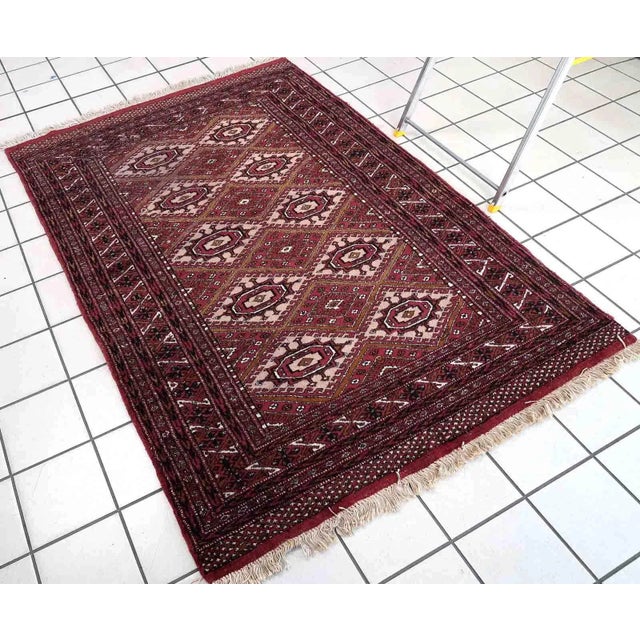 1970s Handmade Vintage Afghan Ersari Rug 4' X 6' For Sale - Image 12 of 13