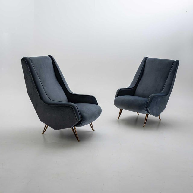 Mid-Century Modern Mid-20th Century Pair of ISA Bergamo Armchairs, Italy For Sale - Image 3 of 15