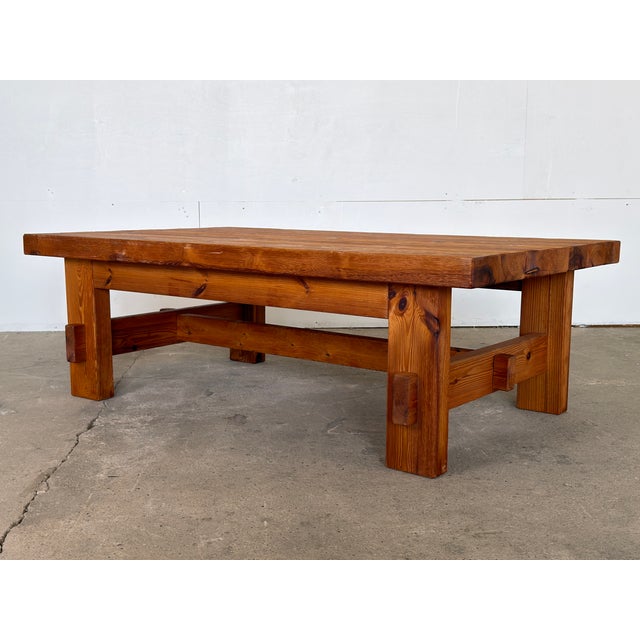 Mid-Century Modern Brutalist Pomeranian Pine Coffee Table, Denmark, 1970s For Sale - Image 4 of 7